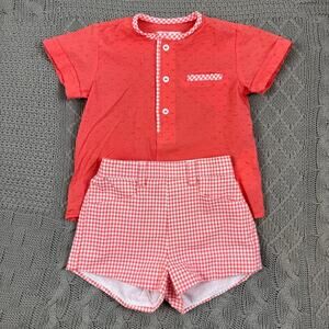 Miranda Boutique Red Popcorn Material Shirt and Shorts Set